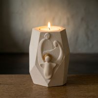 Portavelas con nacimiento de arcilla refractaria