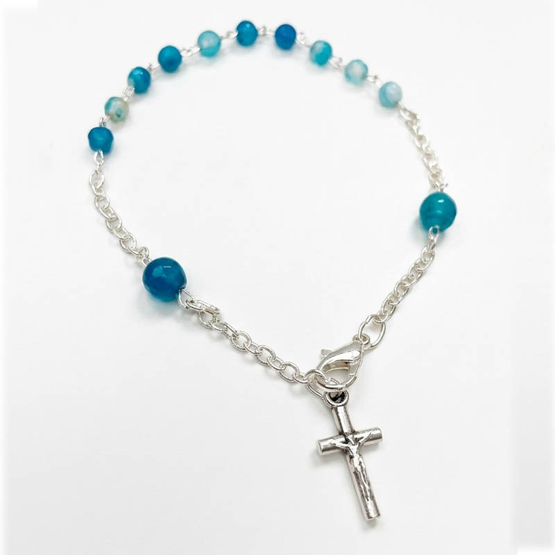 Pulsera decenario con cuentas de ágata brasileña azul