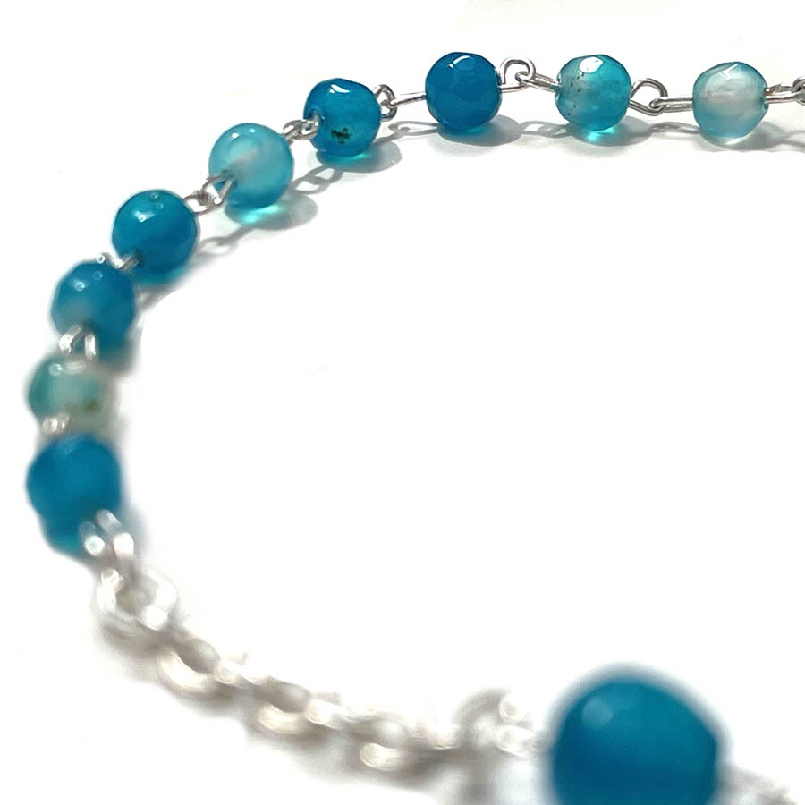 Pulsera decenario con cuentas de ágata brasileña azul