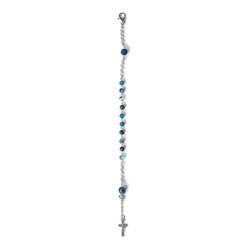 Pulsera decenario de cuentas de ágata brasileña azul