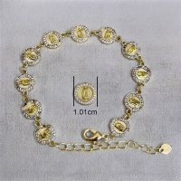 Pulsera de medallas de la Virgen de Guadalupe chapada en oro de 18K con circonitas