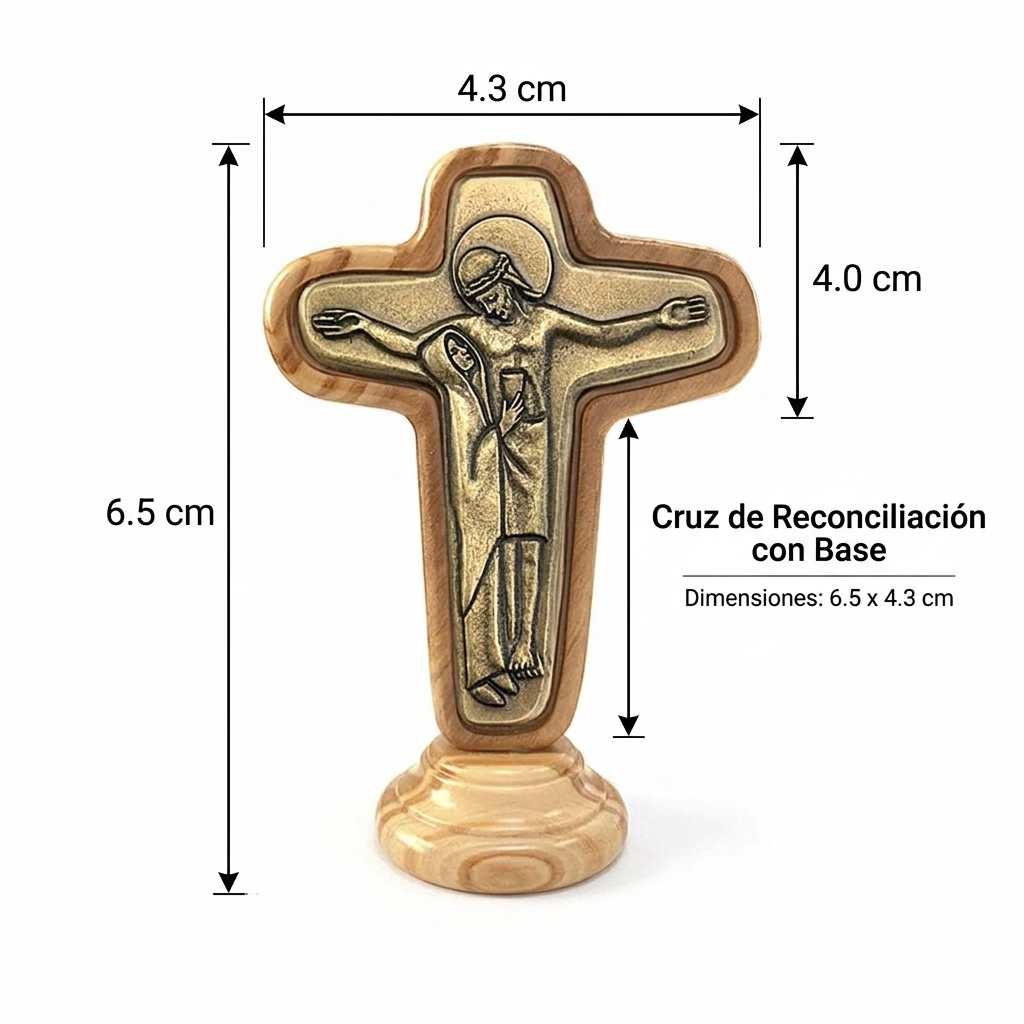 Cruz de Reconciliación en madera de olivo y plancha de bronce