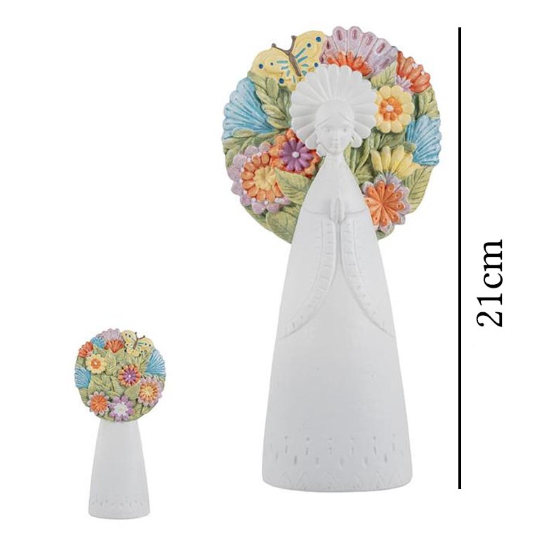 Figura de la Virgen María Blanca con Corona de Flores - Imagen 2