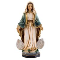 Figura de resina pintada a mano de la Virgen de la medalla Milagrosa de 13 cm.