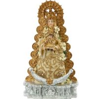 Figura de resina de 10 cm de la Virgen del Rocío, pintada a mano.
