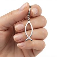 Llavero de acero inoxidable del pez Ichthys, símbolo de los primeros cristianos.