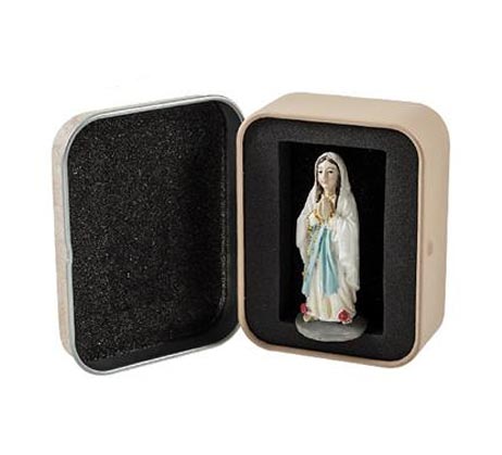 Mini figura de la Virgen de Lourdes en lata