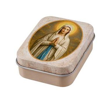 Mini figura de la Virgen de Lourdes en lata