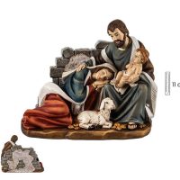Misterio con la Virgen dormida, y San José mece al niño con una oveja a sus pies.