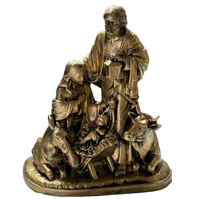 Misterio de la Sagrada Familia en color bronce de 20 cm de alto.