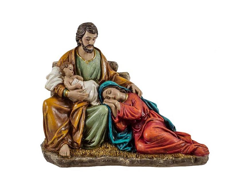Misterio de una sola pieza con la Virgen durmiendo mientras San José mece al niño.