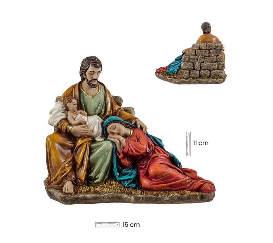 Medidas del conjunto de resina en una sola pieza, que representa el Misterio con la Virgen María dormida