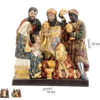 Misterio de una sola pieza de resina con los Reyes Magos de Oriente, pintado delicadamente a mano