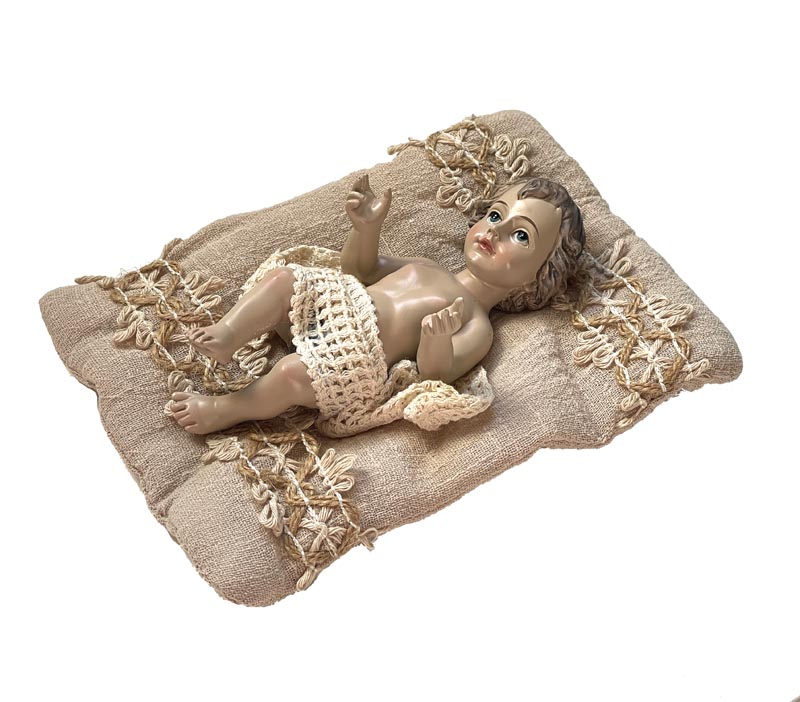 Niño Jesús con Cojín de Lino Beige - Imagen 2