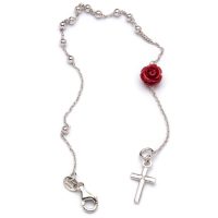 Pulsera decenario en Plata de Ley 925 rodiada, con Rosa Mística.
