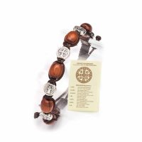 Pulsera decenario de madera con la Cruz de San Benito